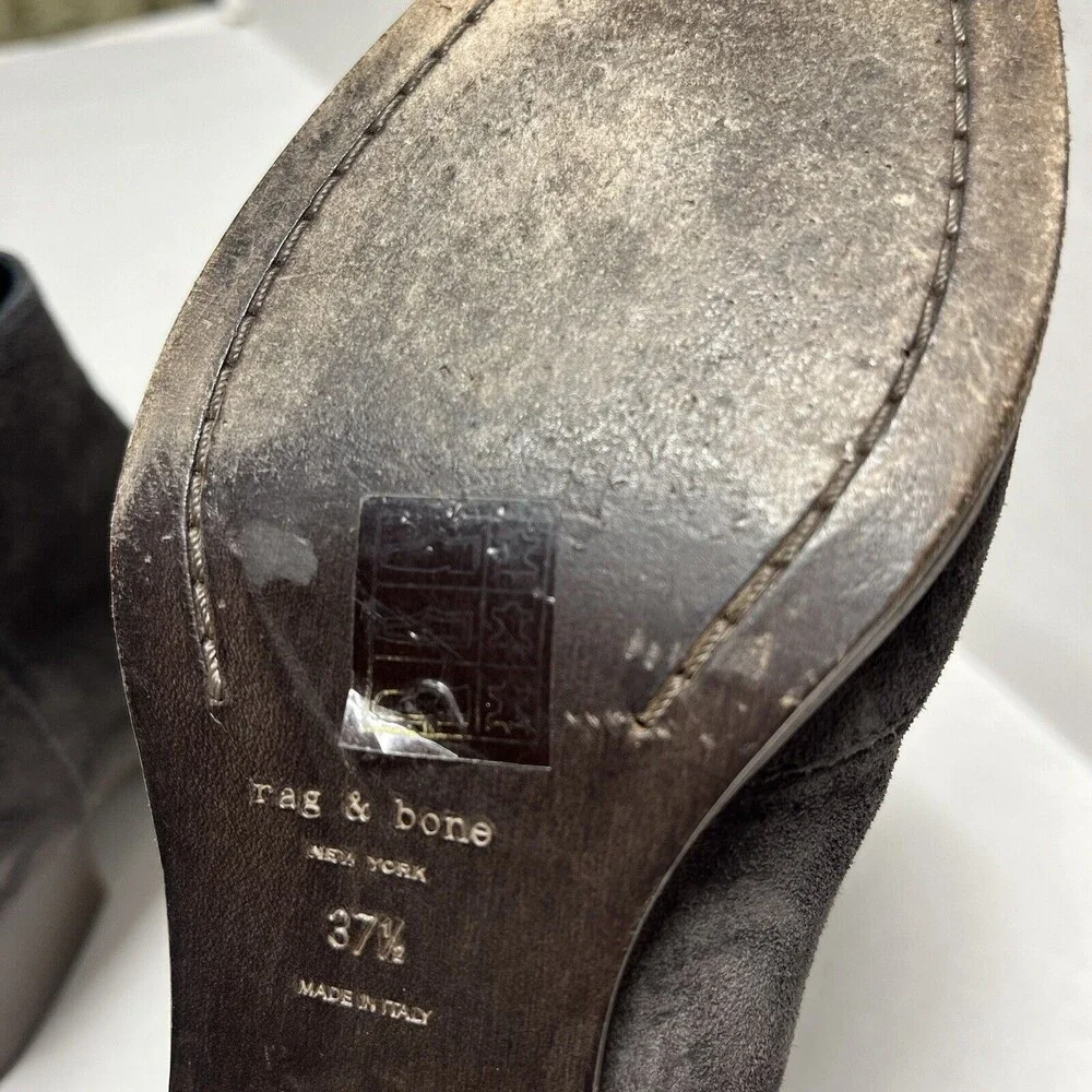 Rag & Bone Wesley Asphalt Gray Suede All Leather Ankle Bootie 37.5